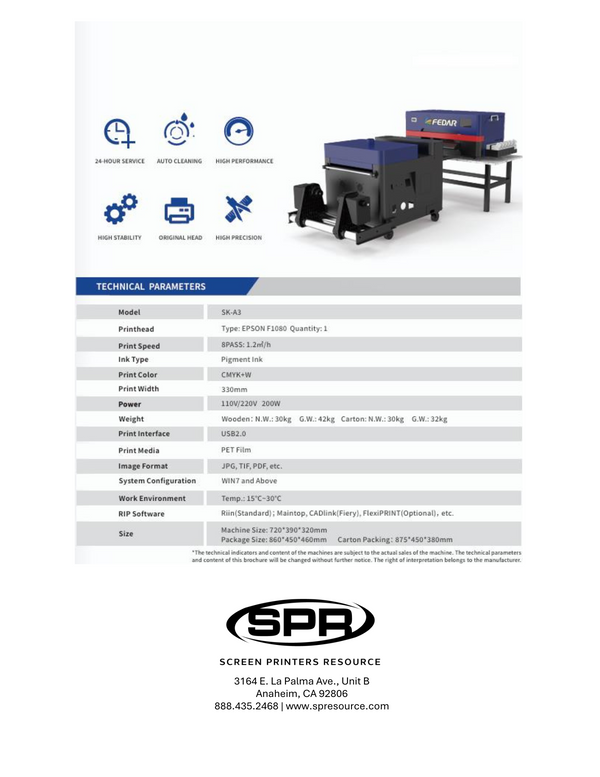 Fedar FDA 3 | DTF Printer - screen-printers-resource
