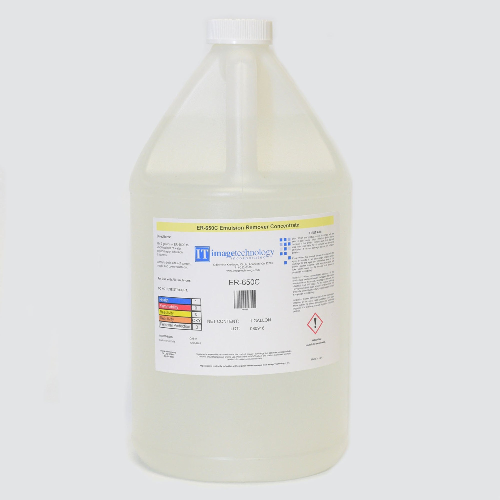 Image Technology ER- 650C Concentrated Emulsion Remover (1:20) - RC Screen  Shop & Supply Co.